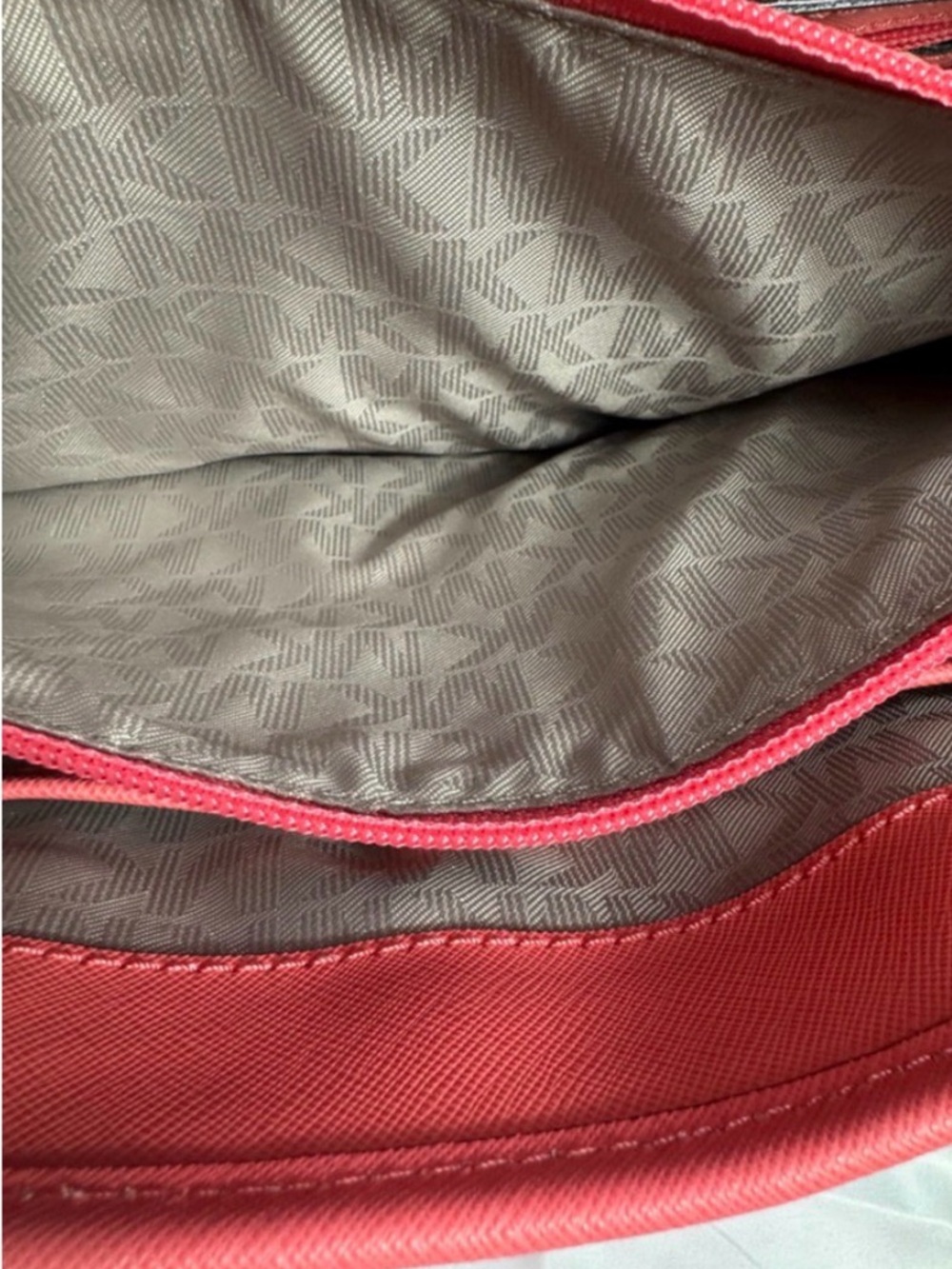 Michael Kors Coral Pink Leather Tote with Front Pocket - Picture 5 of 14